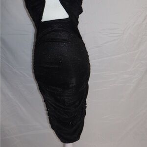 Fashion Nova Shimmering Black Backless Dress